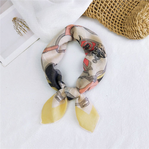 58 cotton and linen small square scarf for women in spring, autumn and summer, Korean small fresh Korean style artistic scarf, headband, small scarf