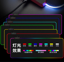 跨境直供亞馬遜 橡膠RGB發光游戲鼠標墊LED七彩桌墊 可制LOGO