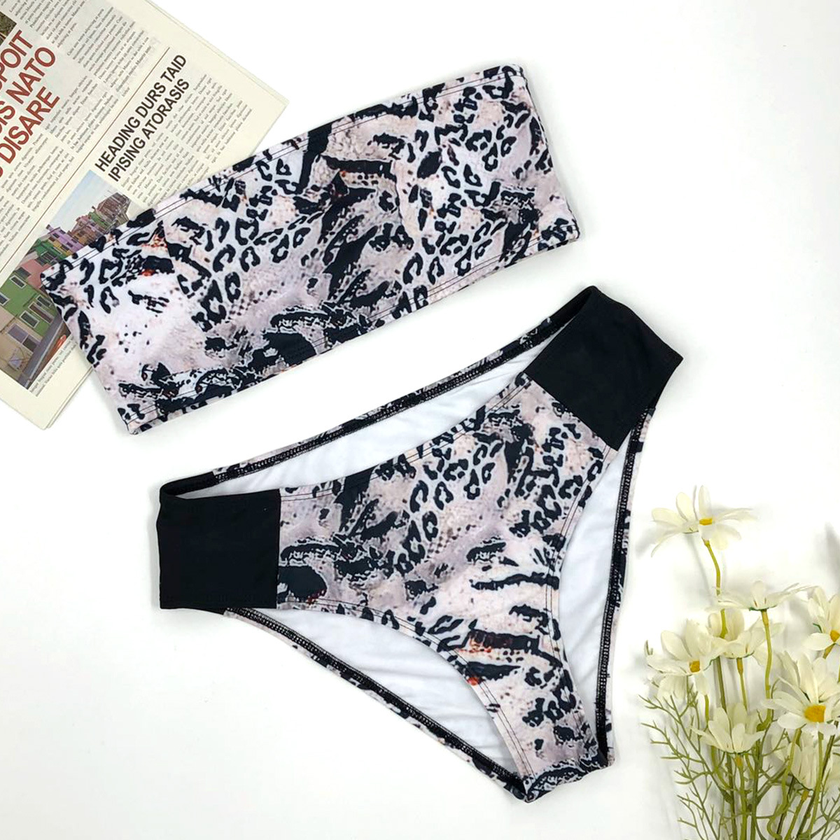 stitching white bottom printing quick-drying bikini  NSZO19520