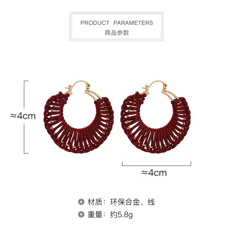 Design Créatif Tissé À La Main Ligne Boucles D&#39;oreilles Tempérament Net Boucles D&#39;oreilles Rouges Simples Boucles D&#39;oreilles Géométriques Sauvages En Gros display picture 1