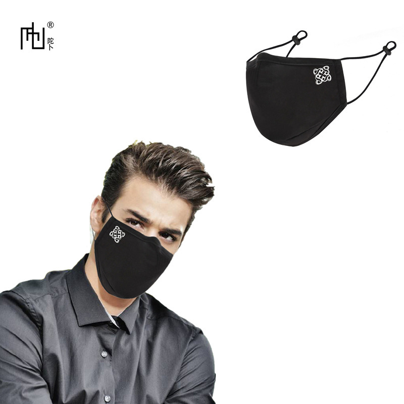 新款 全棉三层印花立体防护防尘口罩PM2.5防雾霾口罩纯棉黑色口罩