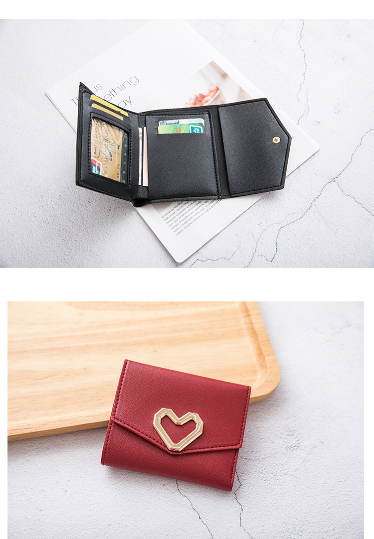 Square Shape Collage/Splicing Craft Women's Heart Shape Pu Leather Magnetic Buckle Wallets