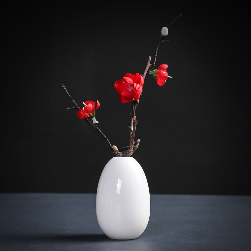 Winjiang simple porcelana blanca seca florero decoración mini blanco cerámica Arreglo de La Flor mesa de té decoración hidropónica flor
