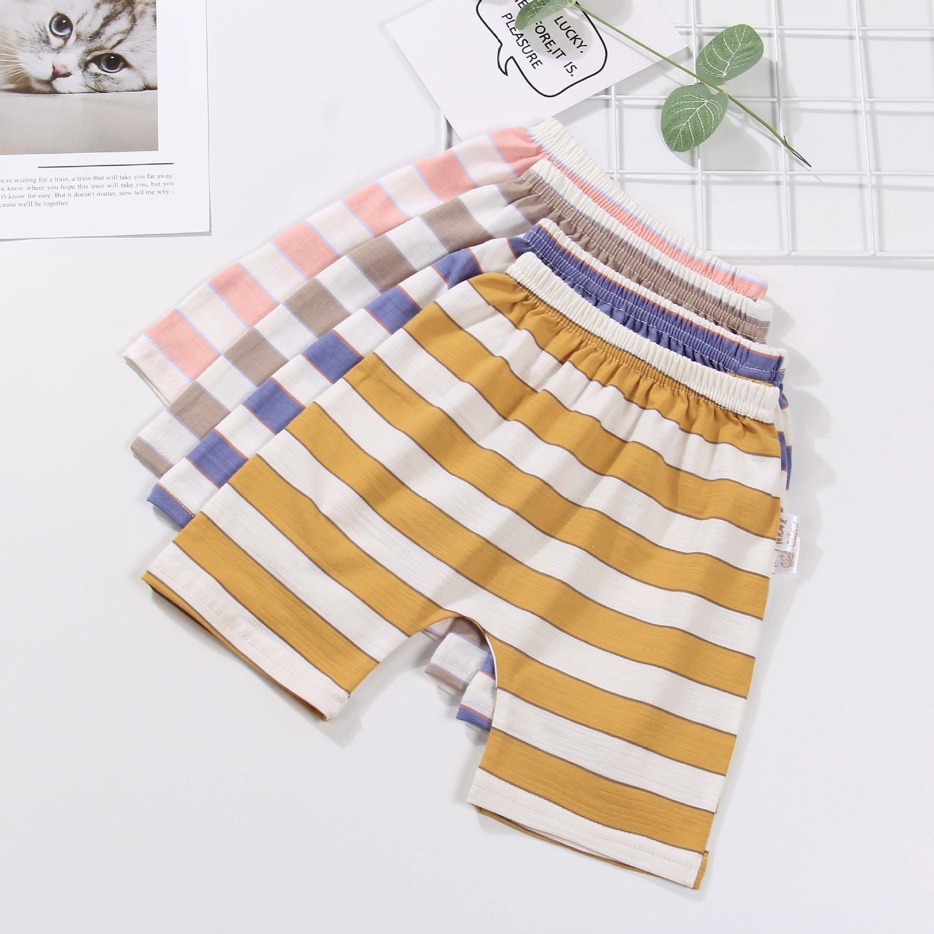 Baby Pants summer 2021 Lycra Cotton baby Fart shorts Thin section men and women children stripe pp Fifth pants