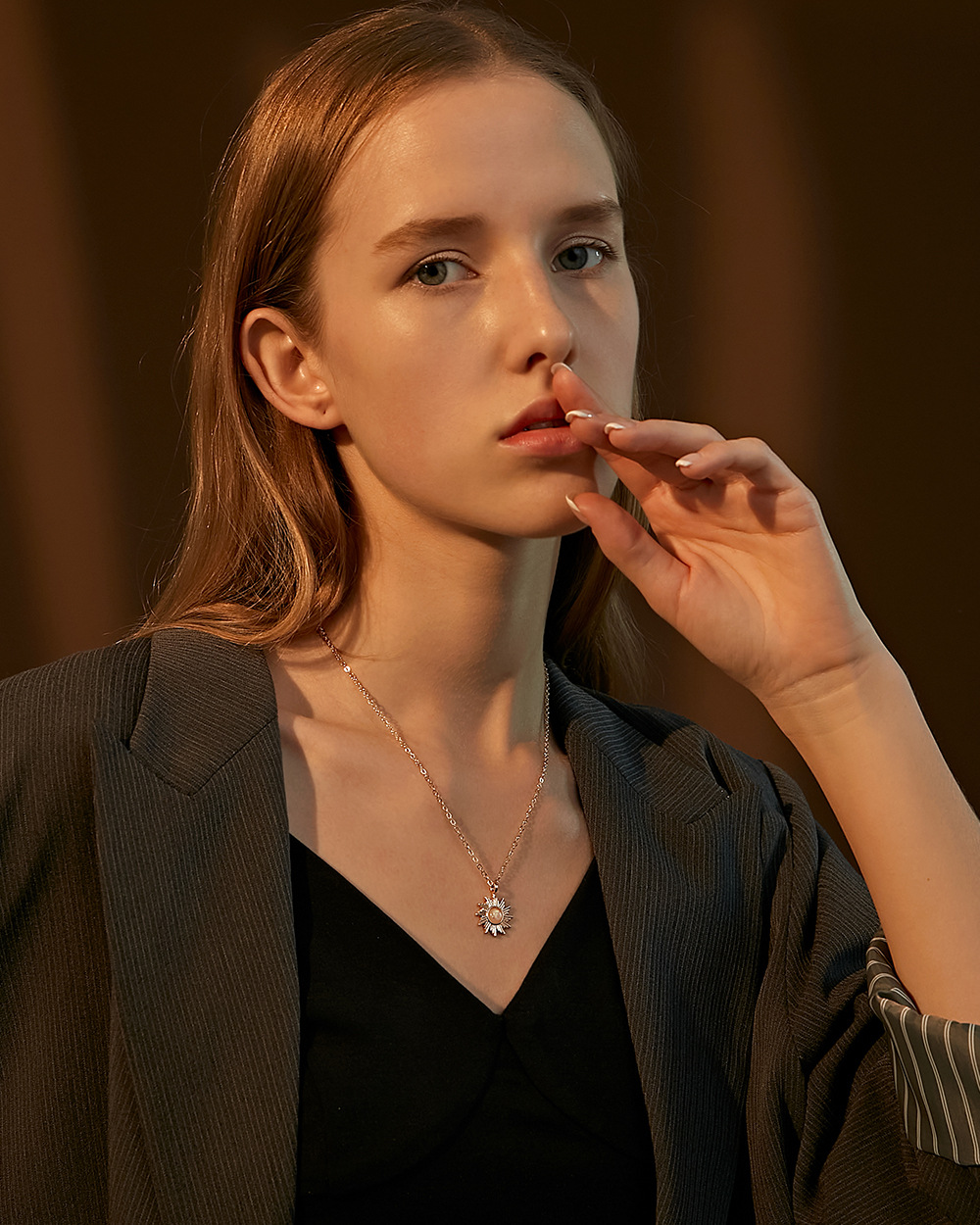 simple opal sun flower pendant necklace