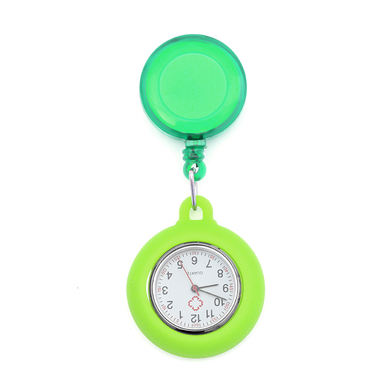 Reloj de enfermera de hebilla fácil de tirar Reloj colgante portátil de enfermera de hospital dial redondo puntero luminoso reloj de pecho retráctil reloj de bolsillo para hombres y mujeres