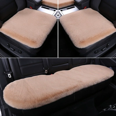 Wool pad | Sofa Cushion Solid Color Non-Slip Universal - bean-paste-color-three-piece-set