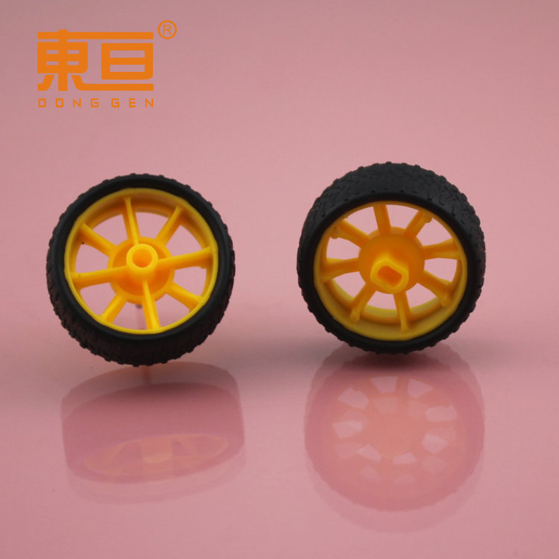 XJ422AHTT yellow coated rubber wheel coated rubber wheel TT motor wheel rubber wheel technology building block parts