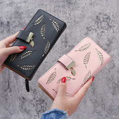 2020 New Korean Women's Wallet Long Fashion Handbag with Hollow Leaf Zipper Clasp Wallet for Women