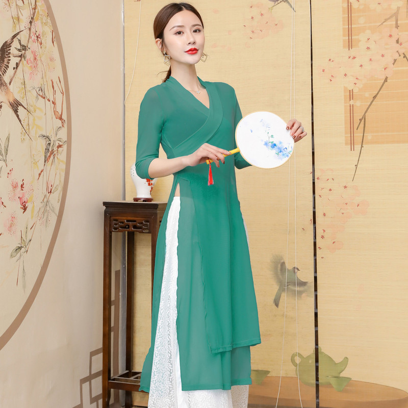 Fairy Hanfu chinese folk dance dresses classical wide-legged pants uniforms square dance Oriental classical umbrella fan dance acrobatics clothing 