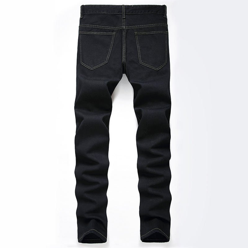 boy 2019 New Cross-Border Fashion European And American Style Ripped Men's Washed Light White Straight Large Size Jeans Men_viptrois.com