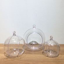厂家供应现代简约透明圆球塑料花盆室内装饰花盆悬挂平底吊篮容器