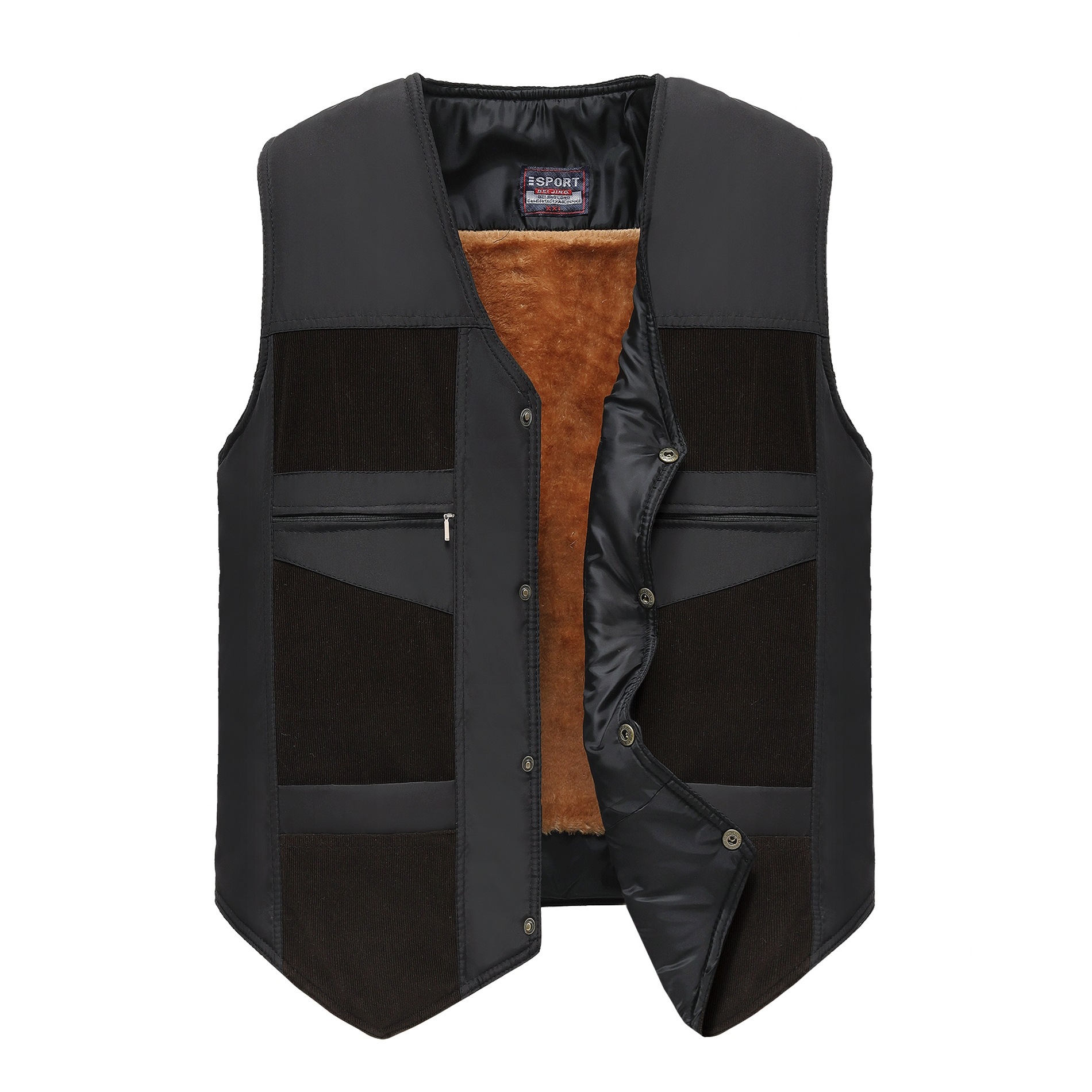 Autumn and winter new pattern Middle and old age Men's Cotton vest Plush Thick cotton vest Multiple pockets keep warm Vest Manufactor Direct selling