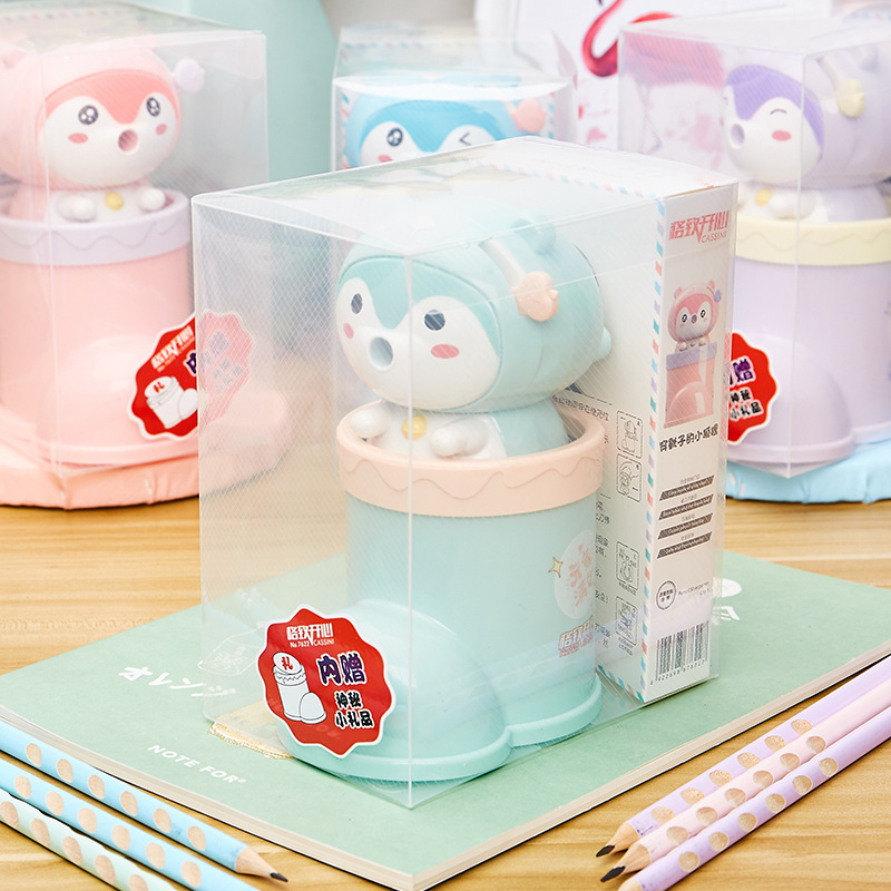 Feliz 7622 usando botas Little Fox sacapuntas creativa papelería combinación traje de dibujos animados lápiz sacapuntas práctico titular la pluma