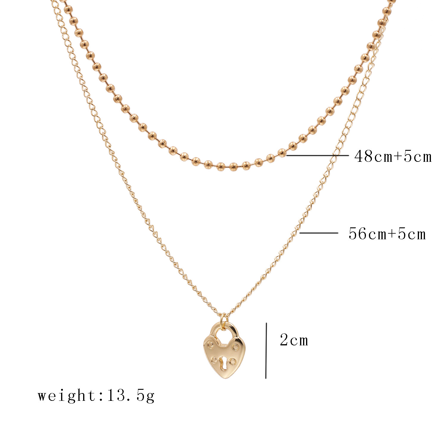 New Alloy Necklace Simple Fashion Golden Heart-shaped Clavicle Necklace Two-piece Wholesale Nihaojewelry display picture 1