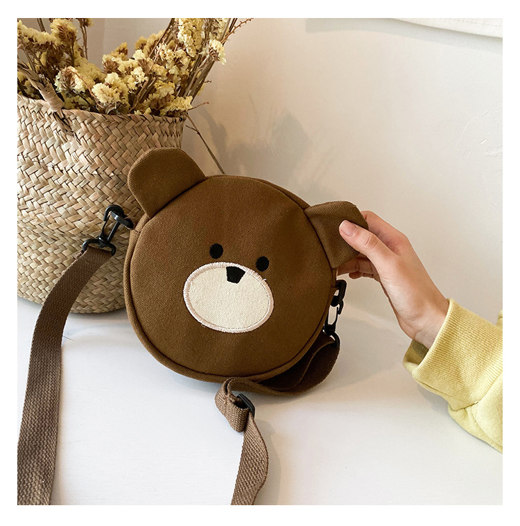 New Fashion Cute Bear Canvas Student Shoulder Bag Mobile Phone Bag Cute Cute Embroidery Cartoon Bag display picture 17