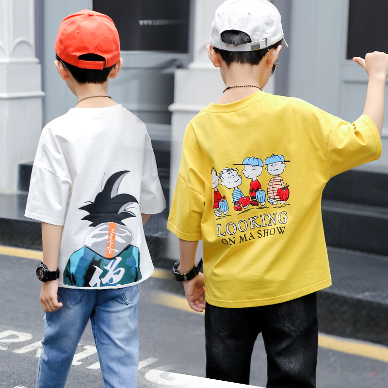 Boy Short-sleeved T-shirt 2021 summer new pattern children leisure time Korean Edition Easy Semi-sleeved shirt Western style Chao Tong