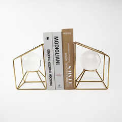 創意輕奢書檔歐式金屬書靠擺件家居水晶球酒櫃辦公室桌書架裝飾品