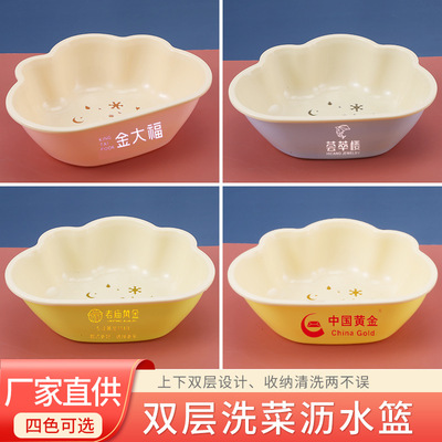 创意双层沥水篮厨房洗菜盆卡通礼品蔬菜篮水果盘赠品礼品可印logo