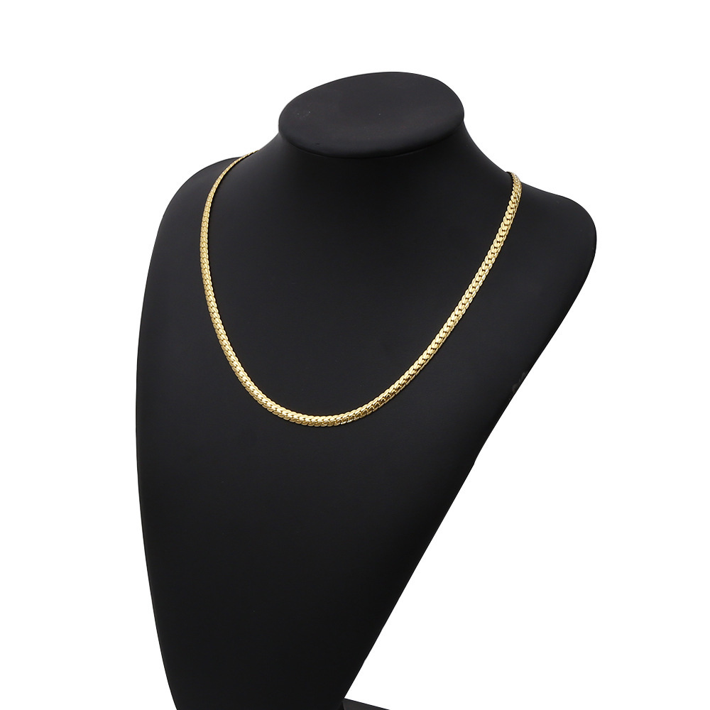 Collana Hip Hop in oro laterale da 5 mm in rame elettrolitico da uomo, nuova moda dritta_voghion.com