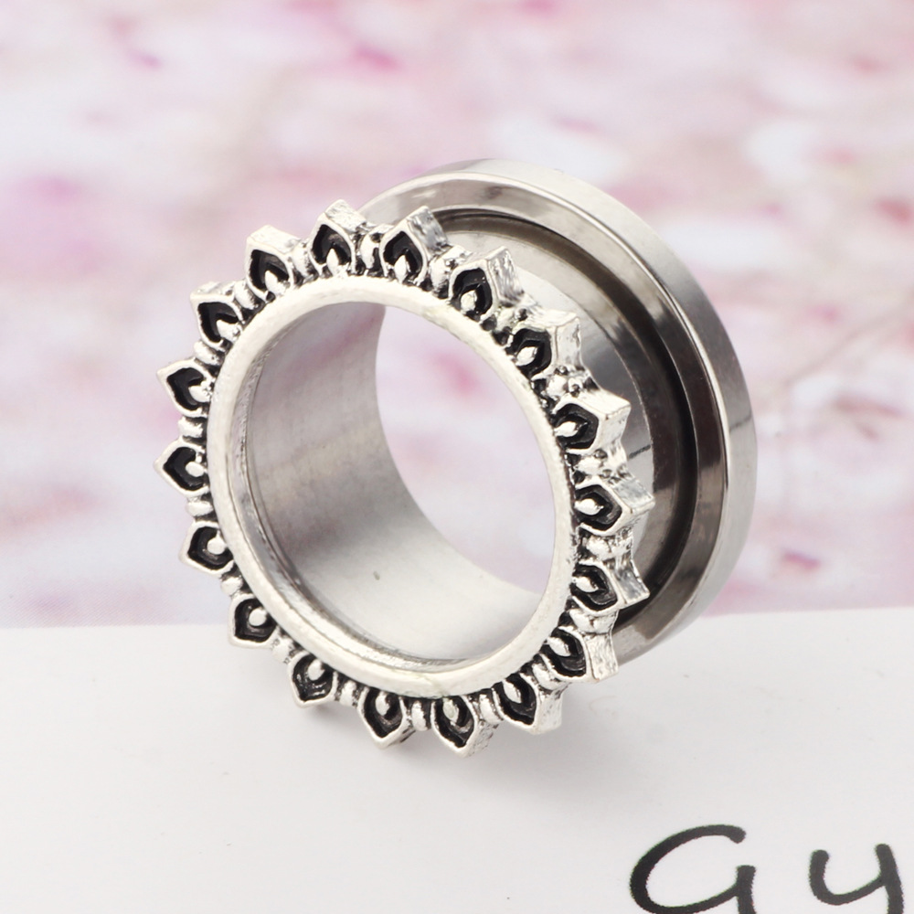 Rose Gold 16G Ear Expander Taper Stainless Steel Pulley Line Ear Stretcher Simple Geometric Body Jewelry detail image 9