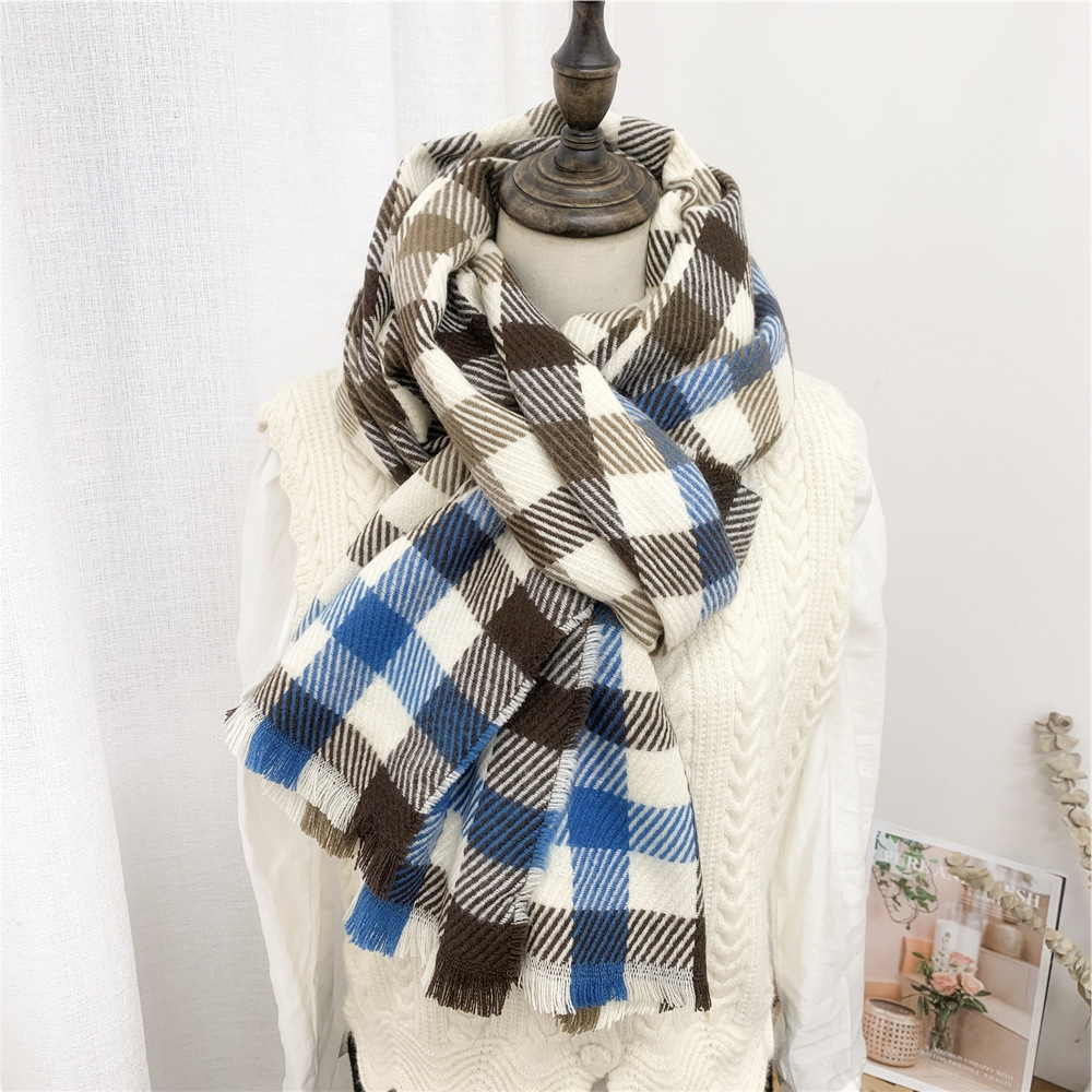Unisex Gender Sweet Style Striped Plaid Scarf