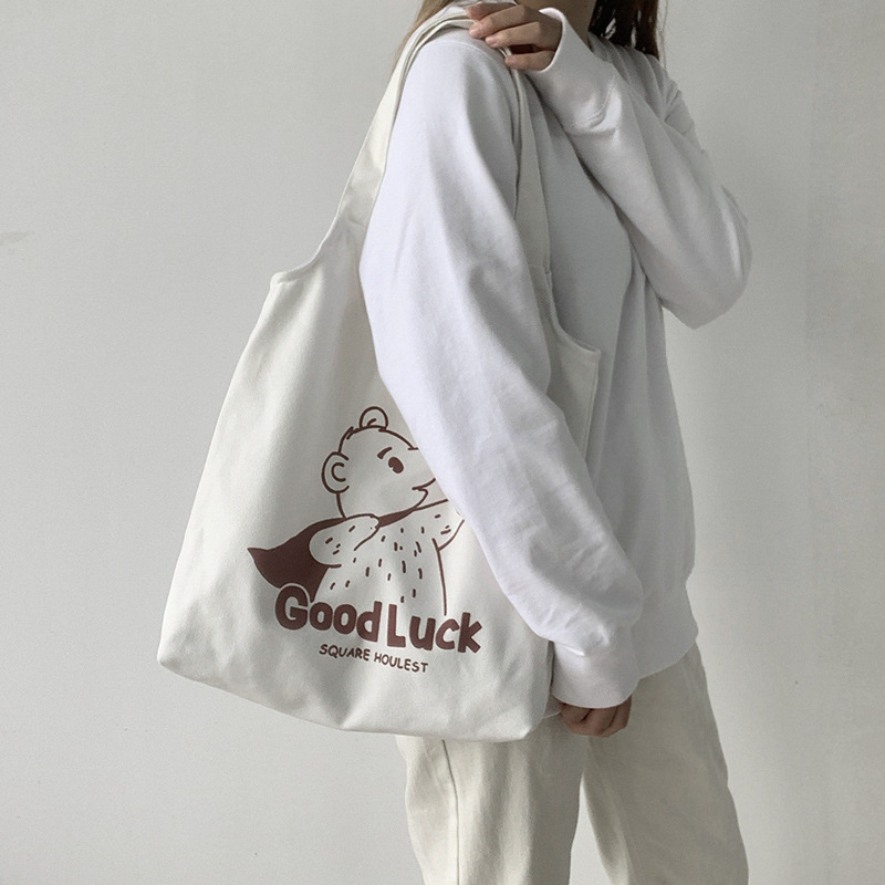 Bolsa de lona hombro de las mujeres otoño e invierno nuevo japonés Harajuku ulzzang estudiante bolsa de tela mujer ins entrega de una pieza