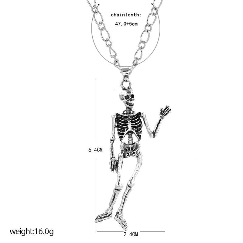 Mode Schädel Menschlichen Knochen Unisex Lange Übertriebene Halskette display picture 1