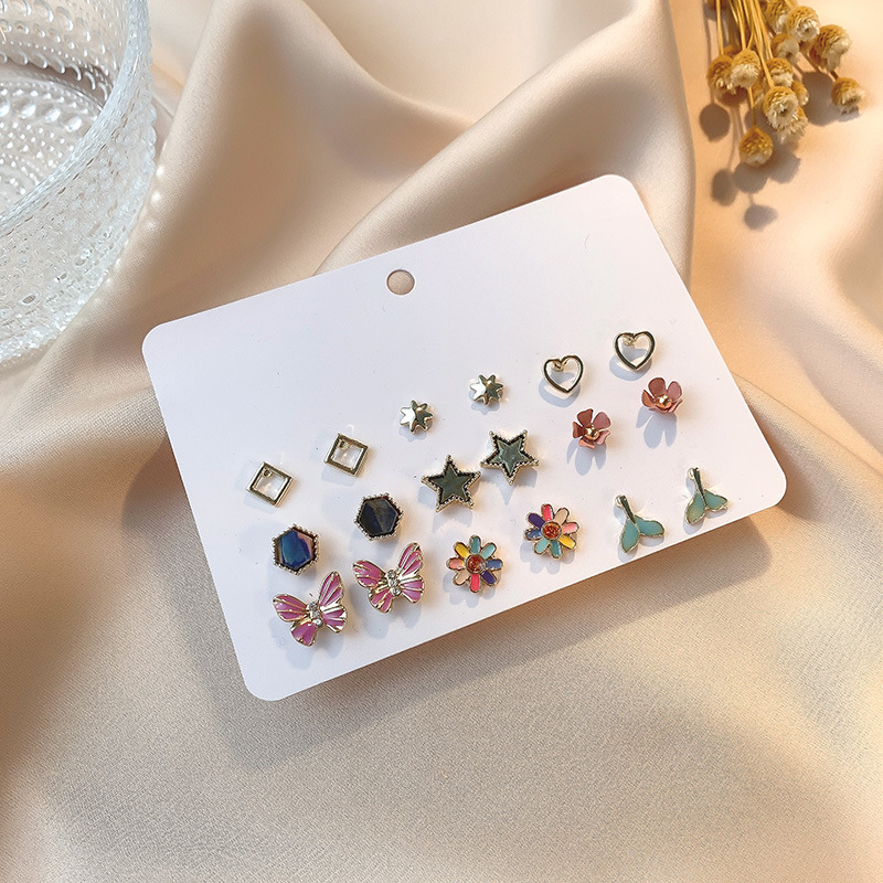 Korean Stud Earrings Set New Earrings Temperament Fashion Earrings Retro Combination Earrings  Wholesale Nihaojewelry display picture 18