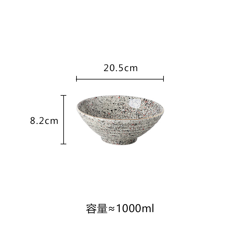 Horno de estilo japonés Flor de lluvia esmalte tazón de fideos de cerámica tazón de ensalada de frutas borde dorado mármol sombrero de paja tazón cubo tazón de sopa grande