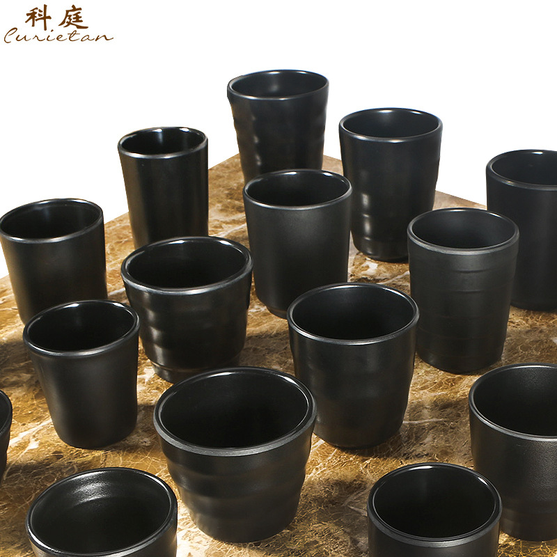 검은 젖빛 멜라민 식기 모조 도자기 플라스틱 식당 음료 차 와인 호텔 레스토랑 가정용 컵 드롭 방지