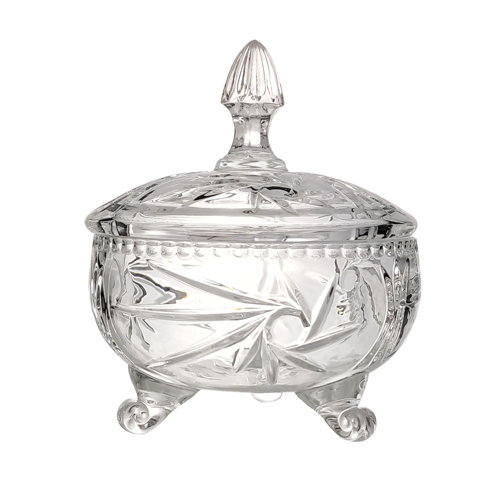 水晶玻璃糖果罐装饰器皿带盖创意欧式糖缸糖罐子储物罐装饰品摆件