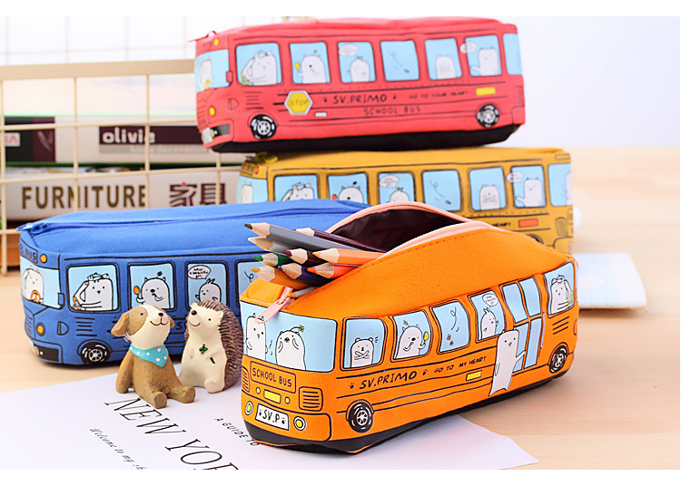 Car Canvas Class Learning Cute Pencil Case display picture 3