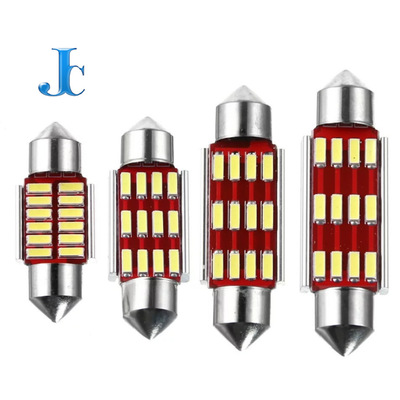 汽车led双尖4014-12smd室内车顶灯 牌照灯 无极解码双尖阅读灯|ms