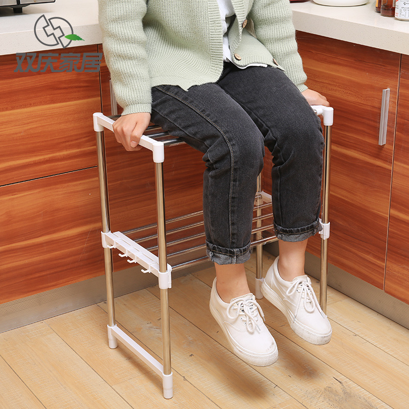 Estante de cocina personalizado Estante de almacenamiento de horno de microondas telescópico de acero inoxidable Estante de horno creativo de piso Gabinete