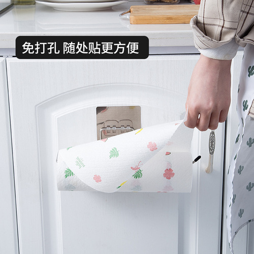 Bathroom storage towel rack bathroom kitchen stainless steel punch-free rag cling film wall hanging toilet rack