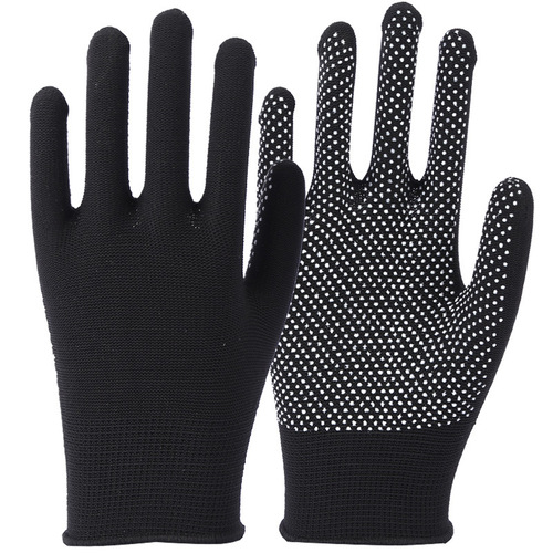 Thirteen-needle nylon gloves blank dot plastic dot bead glove core white women's breathable non-slip thin work tea picking labor protection