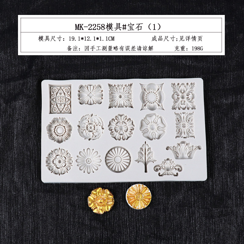 Fondant estilo Europeo en relieve de silicona molde gema pastelería de chocolate molde para hornear reloj decoración de la torta del molde de la torta