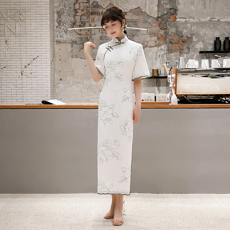 Chinese Dress Qipao for women Double layer short cheongsam dress