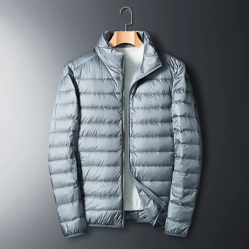 Демисезонный короткий ультратонкий мужской пуховик для отдыха, приталенный крой