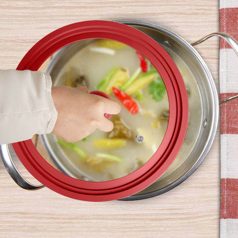 Tapa de olla de silicona de grado alimenticio cocina resistente a altas temperaturas con una tapa y tres utilizables Tapa de olla de vidrio templado visual venta directa anti-caída