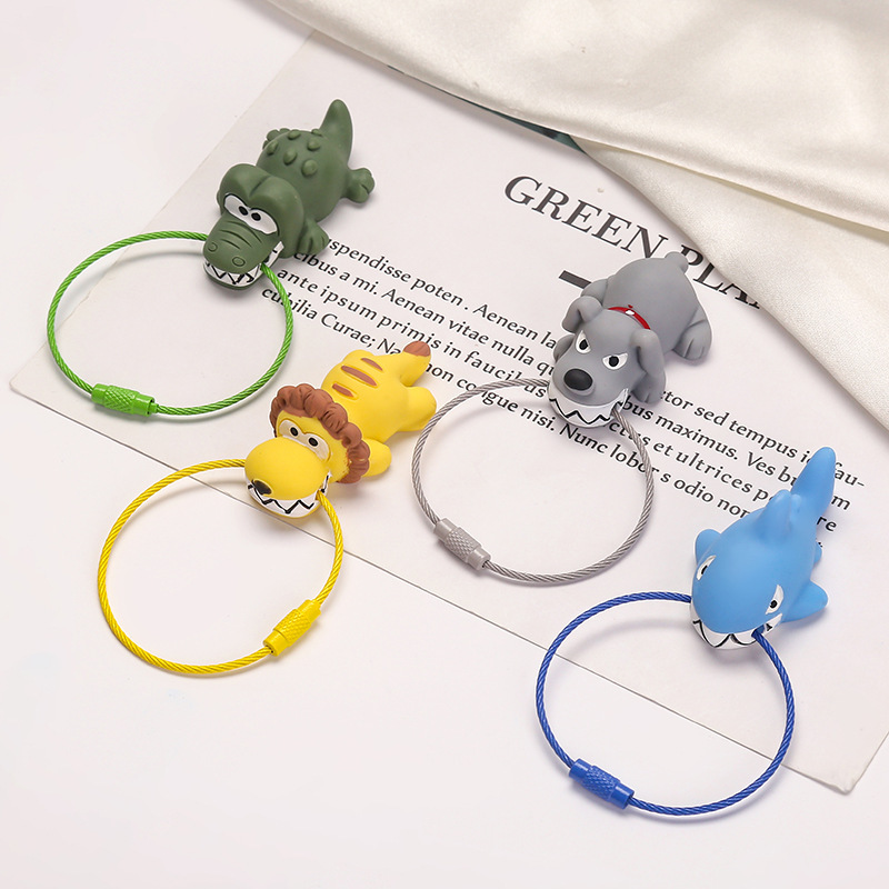 Cute Wire Rope Animal Keychain Pendant Car Keychain Creative Bow School Bag Small Gift Mini