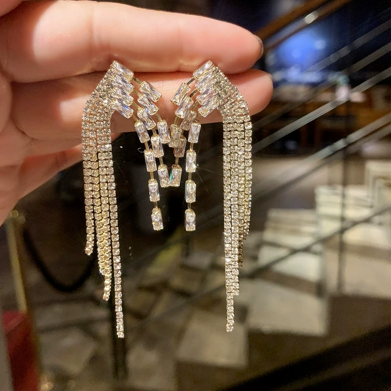 Серебряная игла, цирконий, универсальные серьги, серебро 925 пробы, инкрустация бриллиантами, интернет-знаменитость, простой и элегантный дизайн