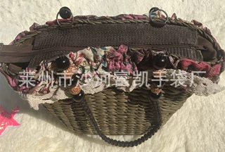 复古草编包 玉米皮花边包 休闲包 漂亮包 淑女包 手提包 单肩包