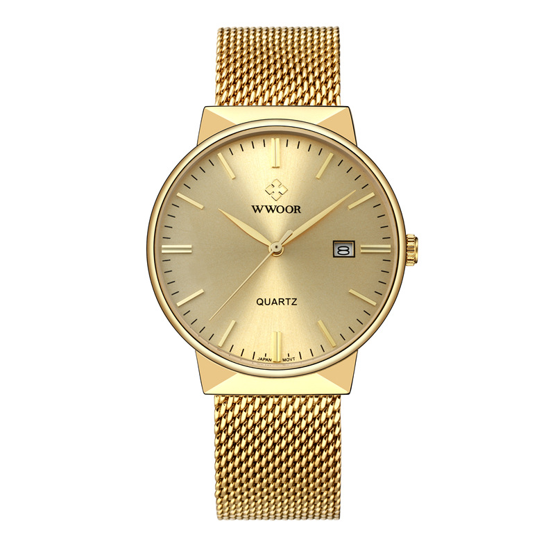 WWOOR Holding Love nuevo reloj de cuarzo de malla de negocios para hombres calendario impermeable reloj redondo cabeza casual Bowl Watch 8826W
