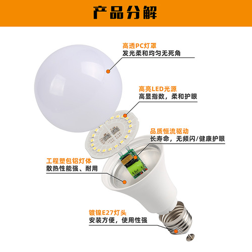 LED constant current bulb ballast bulb for wholesale, E27 B22 screw base, high brightness Zhongshan energy-saving bulb