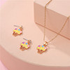 Cute children's fashionable jewelry, metal necklace, chain, earrings, set, Korean style