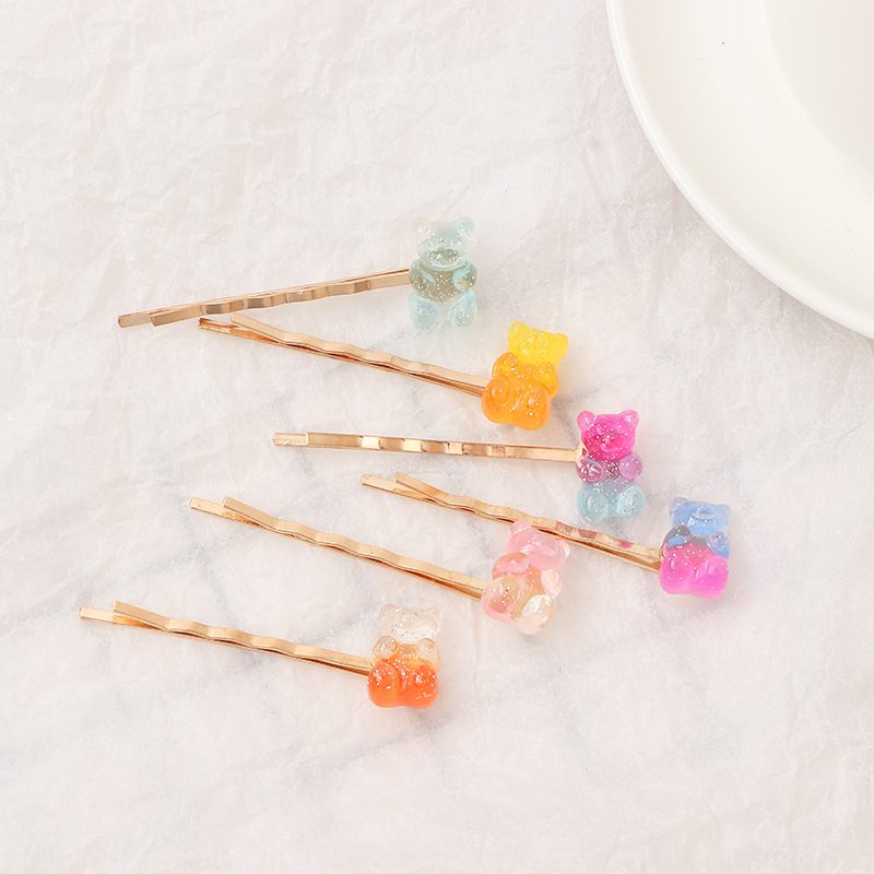 La Nouvelle Épingle À Cheveux Gommeuse Ours Coloré Jolie Fille Couleur Bonbons Oreille Clip Gros Nihaojewelry display picture 5