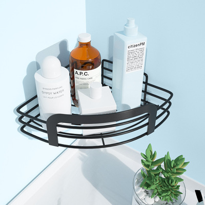 亚马逊热销免打孔浴室厨房角落置物架304不锈钢收纳架