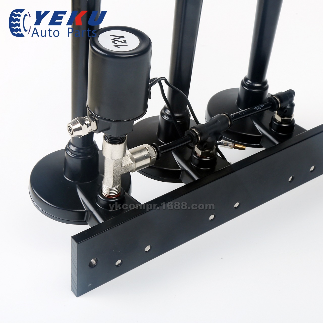 12V单直排3管黑色电控气喇叭货车卡车轿车改装超响